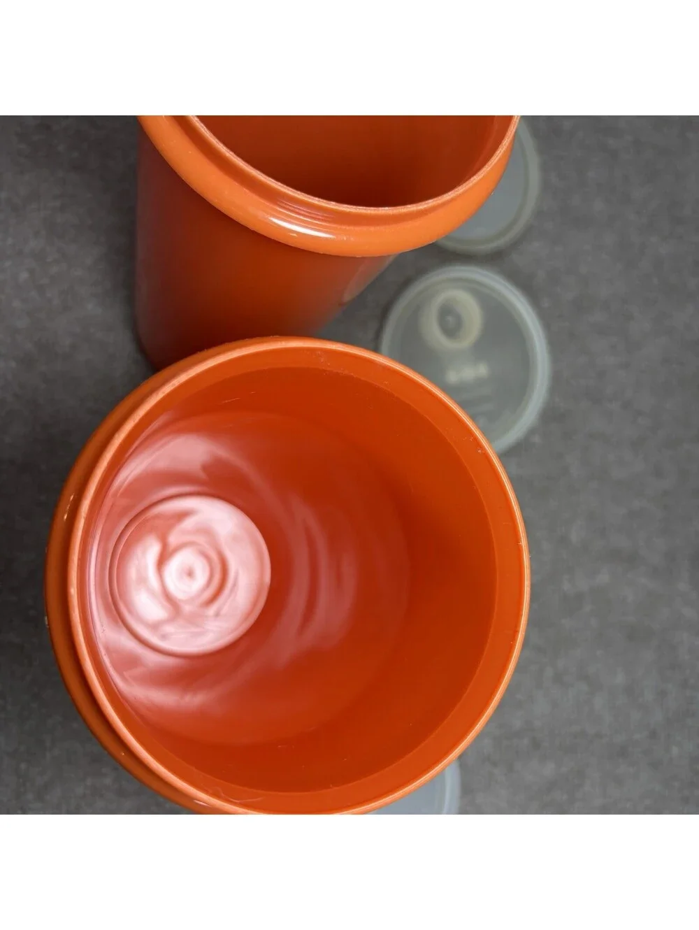 Lot of 3 Tupperware Orange Drink Container 5 Cups #262 Flip Spout Lid #603 Vtg